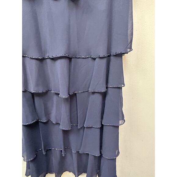 Patra Tiered Beaded Dress Womens 10 V-Neck Flutter Sleeve Special Occasion Party - Picture 8 of 9